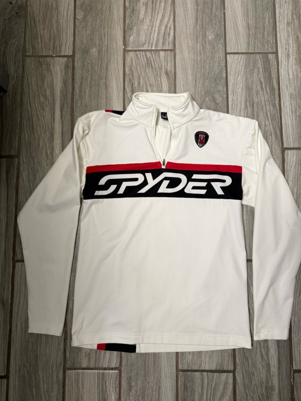 Spyder Men’s White/Black/Red Half-Zip Pullover Performance Top Size Small